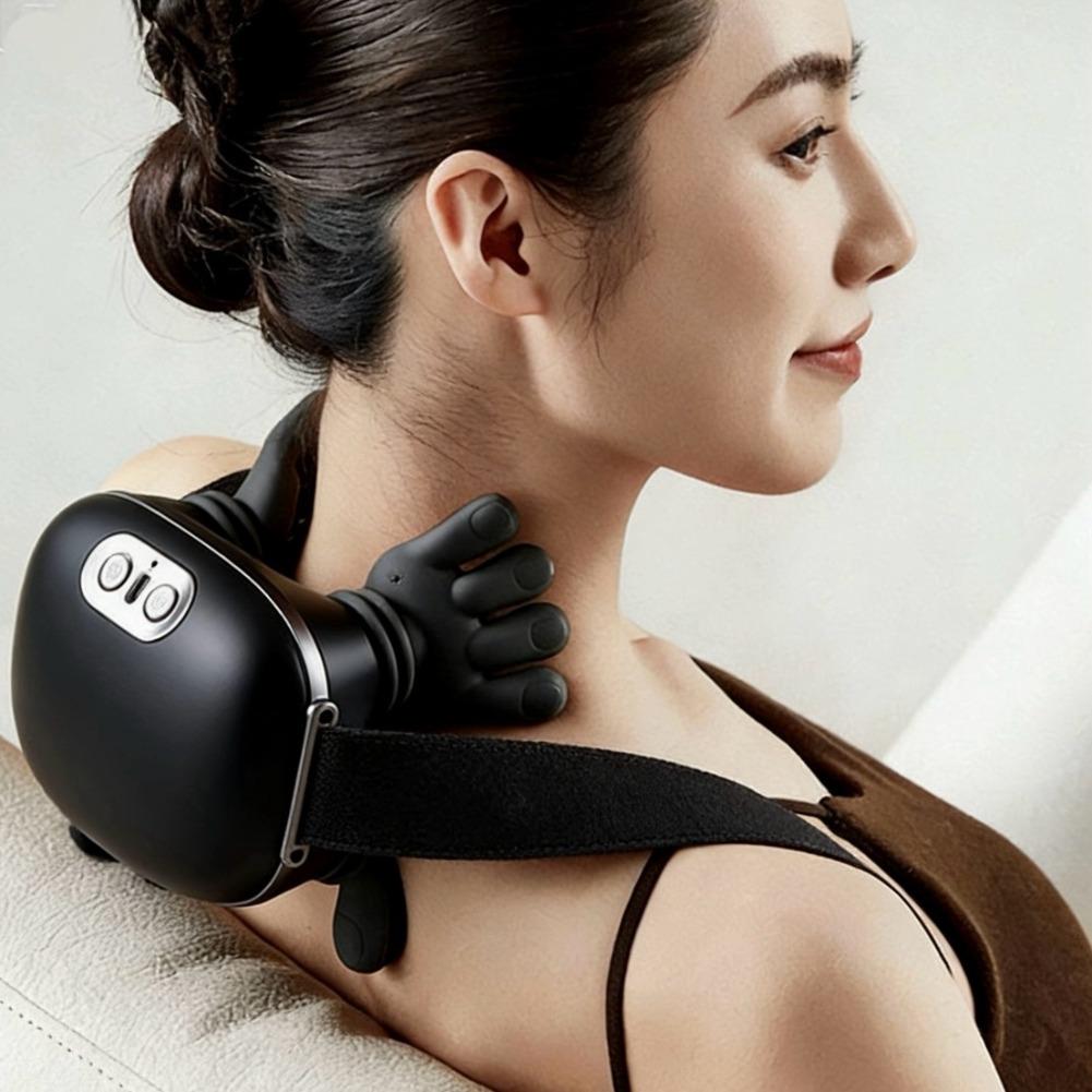 Electric Massager Neck Shoulder Shiatsu Kneading Heat Function Portable Rechargeable Pain Relief Muscle Relaxation Device Gift