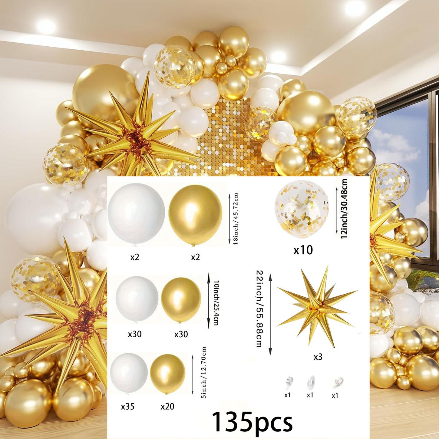 

135pcs white and gold balloon garland arch kit for birthday parties, anniversaries, weddings, indoor and outdoor decorations Other