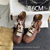 Grape mother inner height increase cm long boots women's small tube circumference muffin thick-soled boots brown belt small knight boots