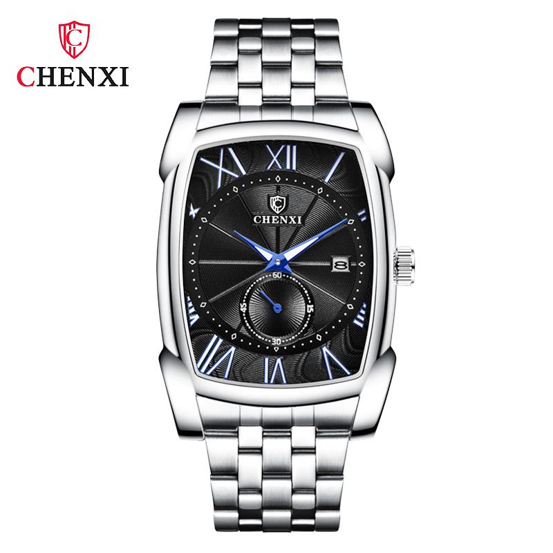 CHENXI 8209 Men's Sport Watches Luxury Retro Square Wristwatches Leather Strap Waterproof Quartz Power Reserve for Casual Sports