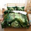 Tema Giungla Verde Copripiumino Matrimoniale King Queen Set Biancheria da Letto Alberi della Foresta Coperta Trapuntata Paesaggio Naturale Copripiumino in Poliestere