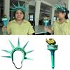 Déguisement Statue de la Liberté pour Femme Halloween Bandeau Couronne Statue de la Liberté Accessoires Torche Statue de la Liberté