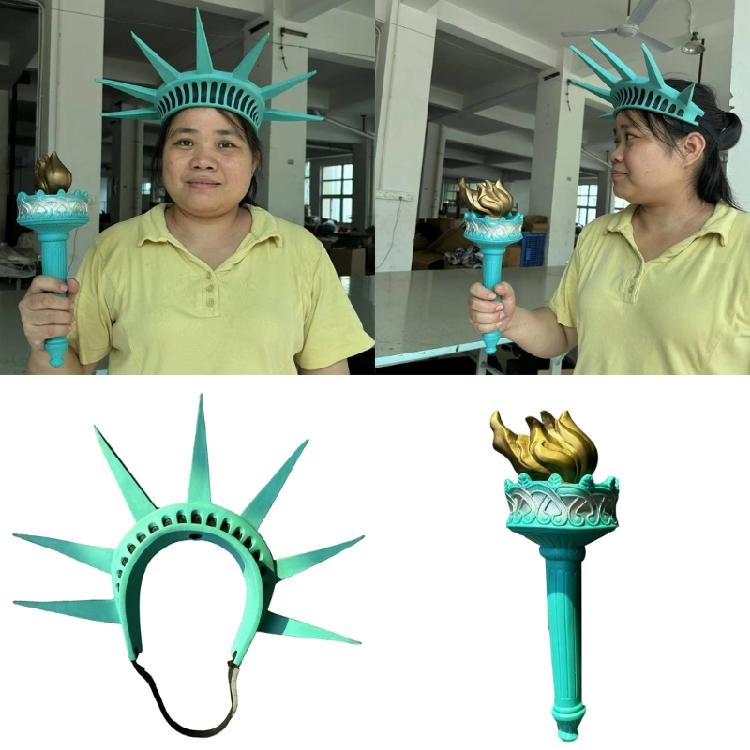 Déguisement Statue de la Liberté pour Femme Halloween Bandeau Couronne Statue de la Liberté Accessoires Torche Statue de la Liberté