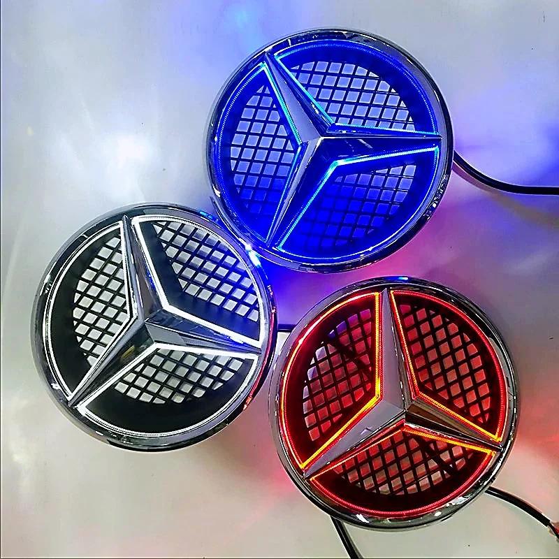 rdpw2 New White Blue Red Light Car Front Grilled Star Emblem LED Illuminated Logo Mercedes Benz W213 E-Class 2016-2019