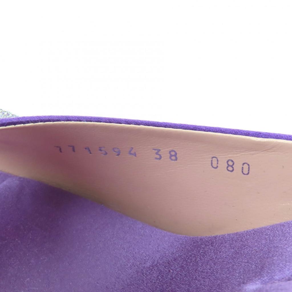 Excellent GUCCI Mule Horsebit Crystal Satin Purple Satin Women 38 771594 Used