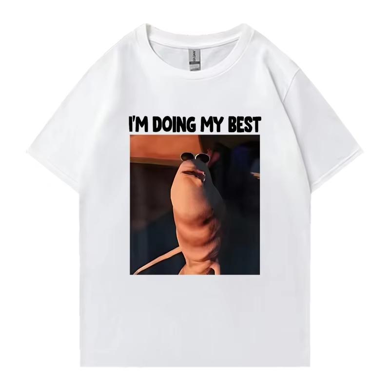 Funny I'm Doing My Best The Worm Meme Oversized T-shirt Men Women 100% Cotton Short Sleeve T-shirts Unisex Crew Neck Tops