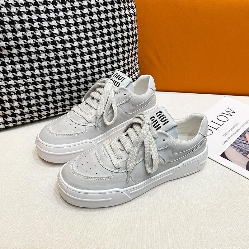 Women's Shoes Spring and Summer Cowhide Sports Thick Sole Heightening Retro Old Casual Dirty Shoes Little White Shoes Women