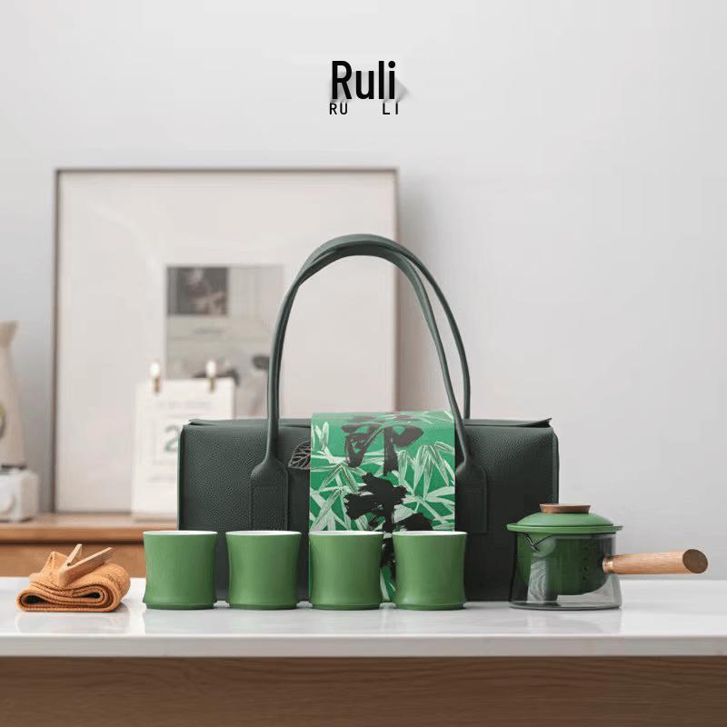 Emerald Green Bamboo Knot Ceramic Tea Set