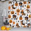 Funny Halloween Shower Curtain Cartoon Cute Dog Spooky Pumpkin Scary Skull Stars Witchy Happy Holiday Fabric Bathroom Decor