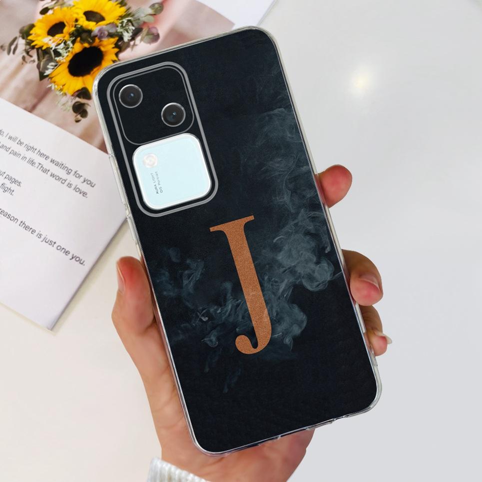 For Cover Vivo S18 5G Phone Case Initials Letter Soft Silicone Back Shell For Vivo S18 Pro Coques Bumper Transparent VivoS18 Pro