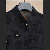 Women Chinese Style Summer Retro Thin Shirt Cheongsam Top Jacquard Short Sleeve T-shirt Black Mature Clothing