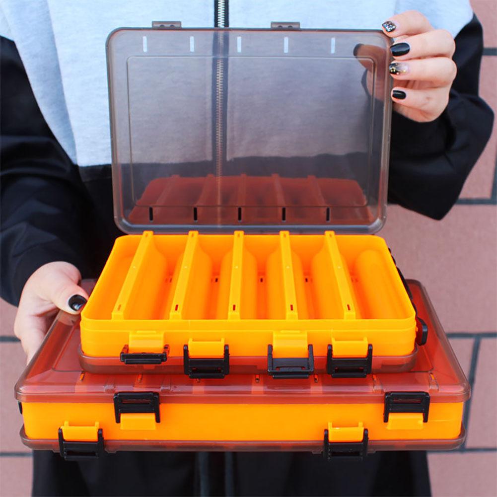 Fishing Tackle Box Transparent Double Sided Fishing Lure Box Plastic Tackle Storage Tray Fishing Tackle Case 10 Cells / 14 Cells