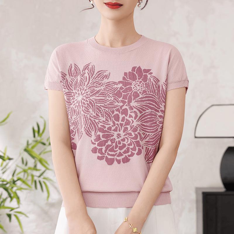 

Madam Datang Women s Five-Quarter Sleeve Knit Blouse 115 (Recommended for 105-130 jin)
