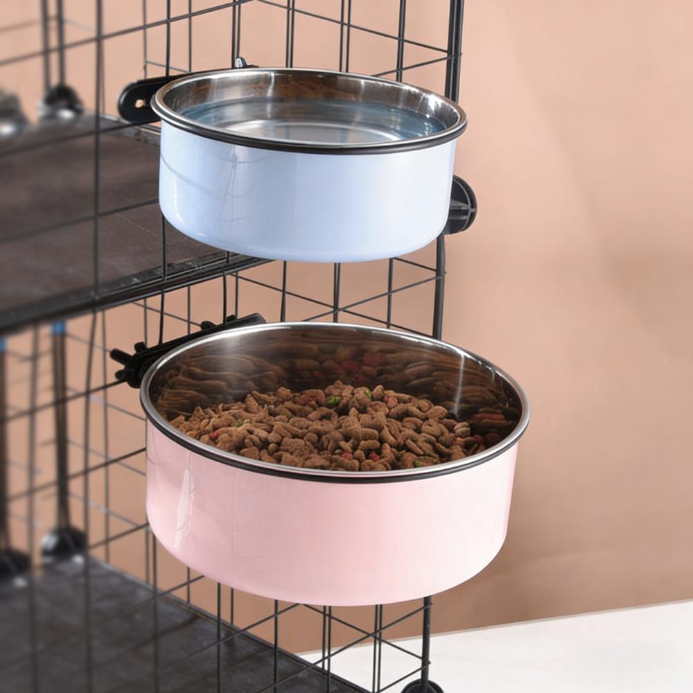 Hanging Double-Layer Stainless Steel Pet Bowl: Non-Spill Suspension Feeder & Water Dish for Dogs and Cats, Easy-Clean Design