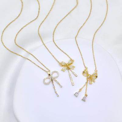 Bow Tassel Necklace Women'S Design Simple Trend Versatile Collarbone Chain Street Auction Of The Same Style