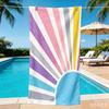 Oversized Retro Sunburst Beach Towel Multicolor Sun Design Microfiber Towel for Summer Vacation and Pool Days