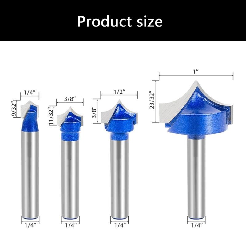 Premium Wood Engraving Router Bit 1/4inch Shank with Multiple Shape Cutters for Detailed Carving Slotting Tasks