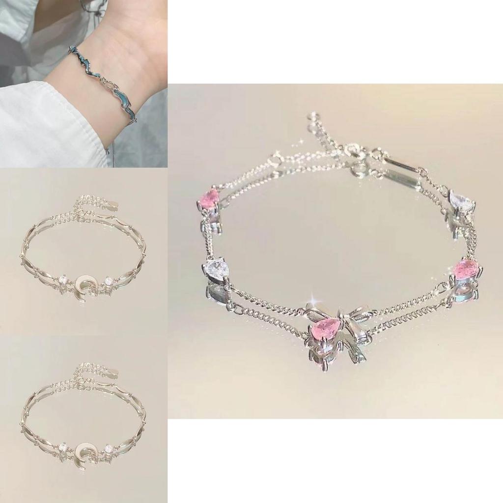 Fashion Floral Alloy Bracelets With Moon Charm For Women And Men