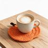 6 Piece Cartoon Halloween Crochet Pumpkin Coaster Hand-woven Non-slip Drink Cup Mat Heat-resistant Coffee Mug Mat Farmhouse