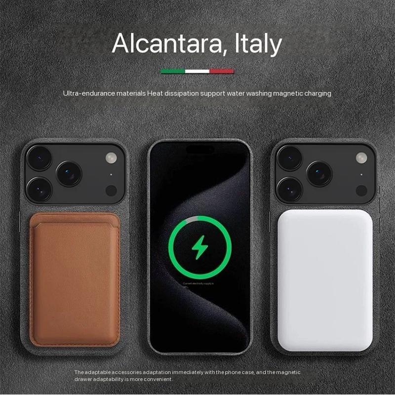 100% Italienisches Alcantara Magnetische Hülle für iPhone 17 Pro Max Air Luxus Magsafe Hülle Leder Handyhüllen für iPhone 17Pro 17Air