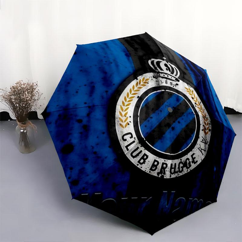 1 PC Automatic Folding Umbrella - Club Brugge KV Custom Name Pattern, Portable & Foldable Design with 8 Ribs, Christmas Birthday Gifts