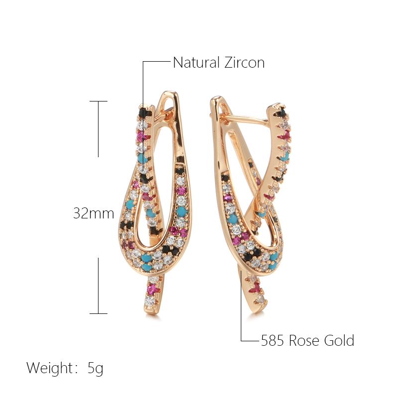 Fashion  Rose Gold Color Dangle Earrings For Women Unusual Colorful Natural Zircon Accessories Daily Fine Jewelry