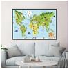 Sea Life Continents Animal World Map Picture Children Poster Nursery Wall Art Canvas Print Painting Baby Kids Bedroom Decoration