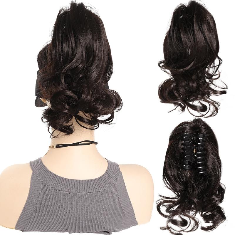 Clip per Capelli Sintetici Corti Ricci Folti Estensioni per Capelli Coda di Cavallino Piccolo Artiglio per Coda di Cavallo Capelli Finti su Clip Parrucca Ondulata per Donne