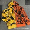 Vintage Washed Hoodie With Rhinestone Embroidery Streetwear Hip Hop Oversized Zip-Up Sweatshirt Men