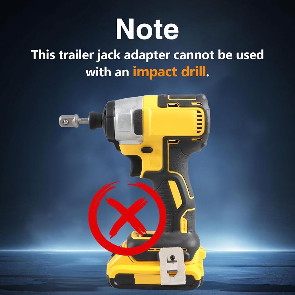 Upgraded Stainless Steel Trailer Jack Electric Drill Adapter With A 1/2 In Socket Adapter Bit Compatible With 1 Inch Jack Drive Shaft