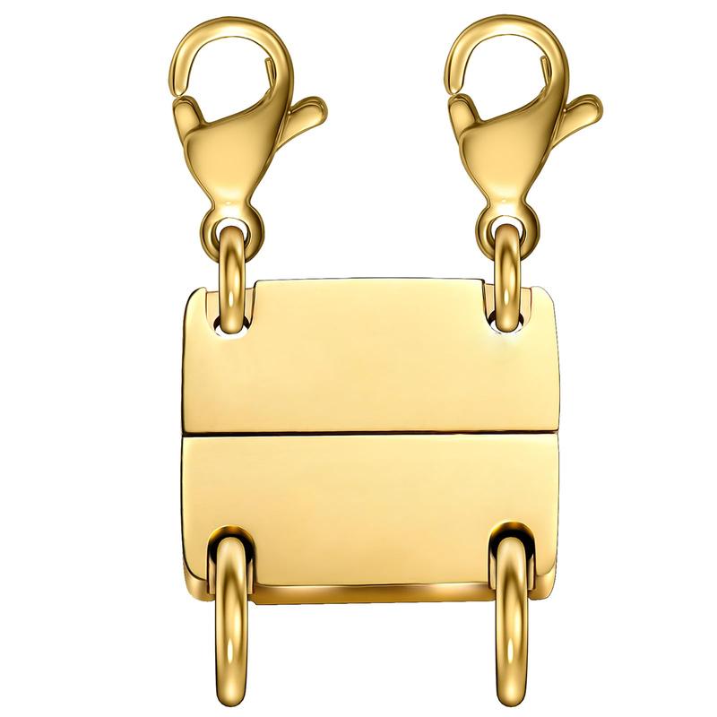 

18K Gold Necklace Separator for Layering Lightweight Necklace Stacker Detangler Clas Magnetic Multiple Necklace Layering Bracelet Connector Girls’ DOUBLEGOLD-1PCS