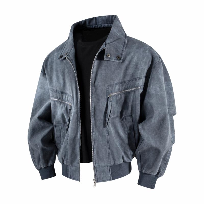 Spring Autumn Mens American Style Heavy Bomber Jacket Men Soild Color Baseball Jacket Male Korean Trendy Outerwear Tactical Coat