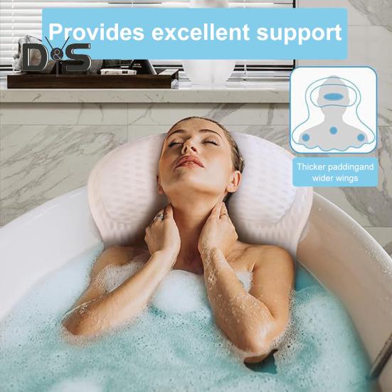 Vanový polštář s protiskluzovou masážní přísavkou Extra měkká podpora šíje a zad 4D Air Mesh Polštář Vana Polštář Spa příslušenství