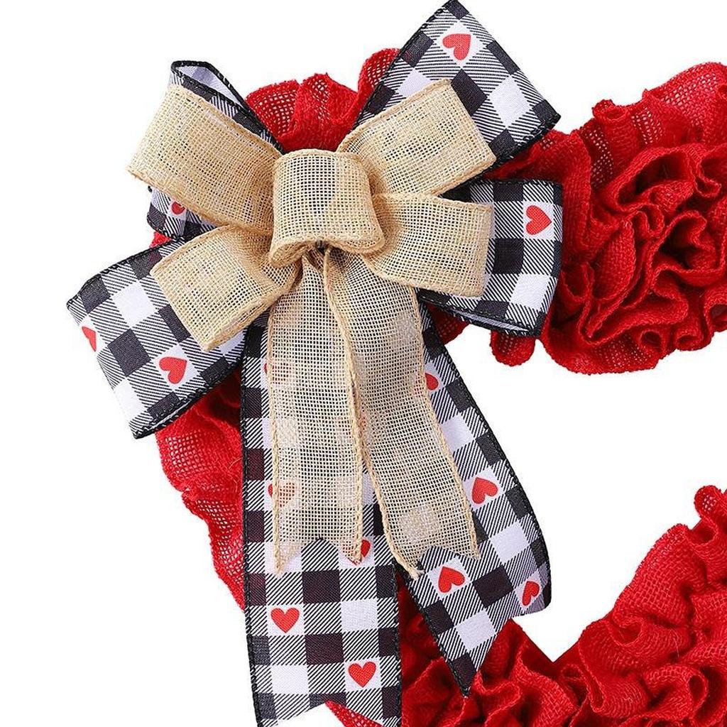 Heart Shaped Wreath Valentine's Day Wreath Multifunctional Hanging Ornament for Festival Window Front Door Engagement Decor