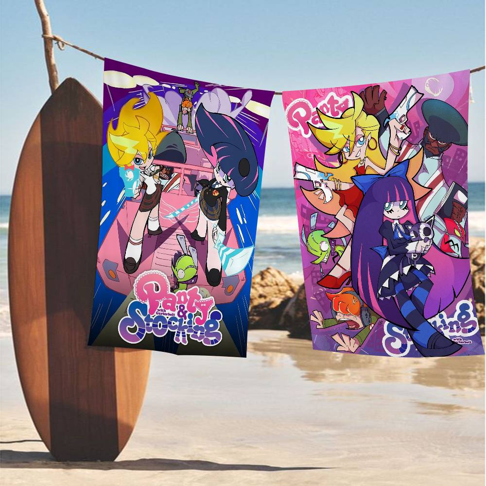 Anime P-Panty And Stocking Microfiber Blanket Quick Drying Beach Towels Oversized Printing Super Absorbent Pool Towel Blanket