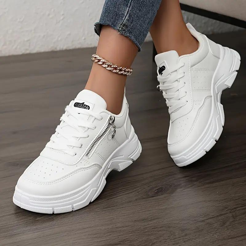 New Style White Sneakers for Autumn And Winter 2025, Breathable, with Hidden Height Increase, Versatile, High Thick Sole, Suitable for Students