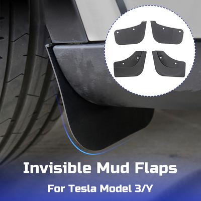 For Tesla Model 3 Y 2022 4pcs Invisible Car Wheel Mud Flaps Mudguards TPE Mudflaps Front Rear Splash Fender