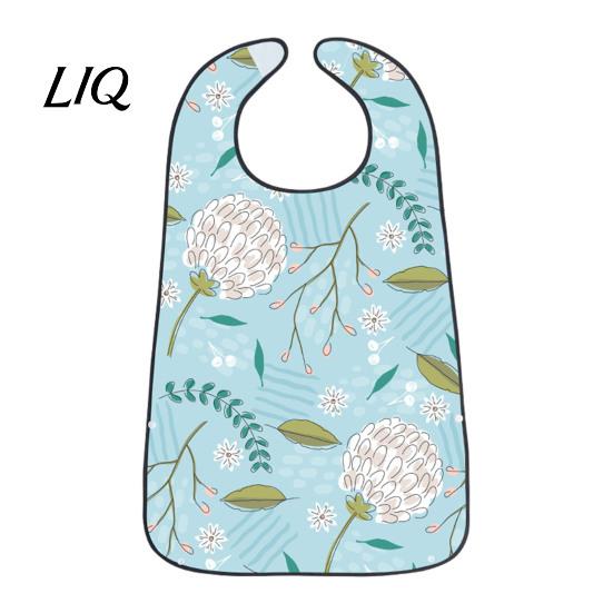 Stylish Senior Clothing Protector Adult Bib, Waterproof Easy Clean Feeding with Floral Elderly Mealtime Bib Printed, Protector, for Seniors Dining Aid