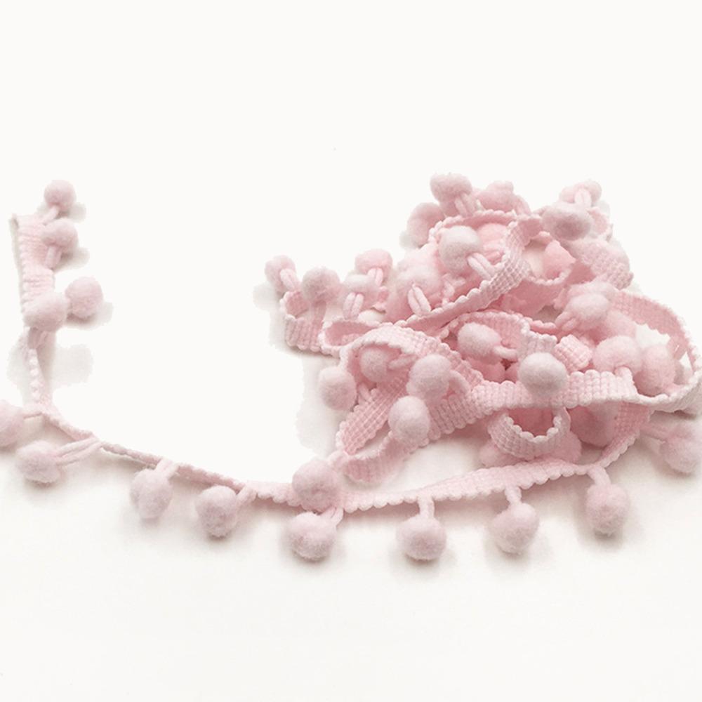 

20yard Mini Size Pom Pom Trim Pillow Decoration 1.2cm Ball Pompom Fringe Ribbon Tablecloth Edge DIY Craft Mini Pearl Pompom 20 yards рожевий