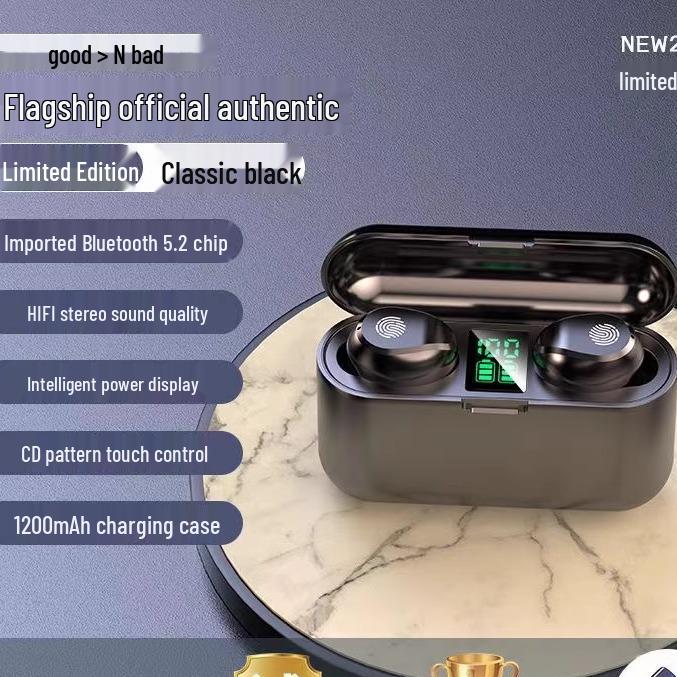 

New Game F9 Bluetooth TWS 5.1 Fingerprint Sports & Leisure Earphones with Power Display