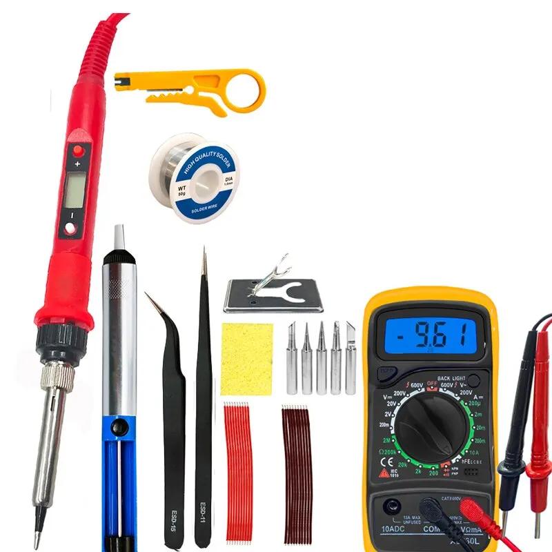 80W Digital Soldering Iron Kit Adjustable Temperature Welding Pen With Lcd Display For Home Repair And Maintenance Tools