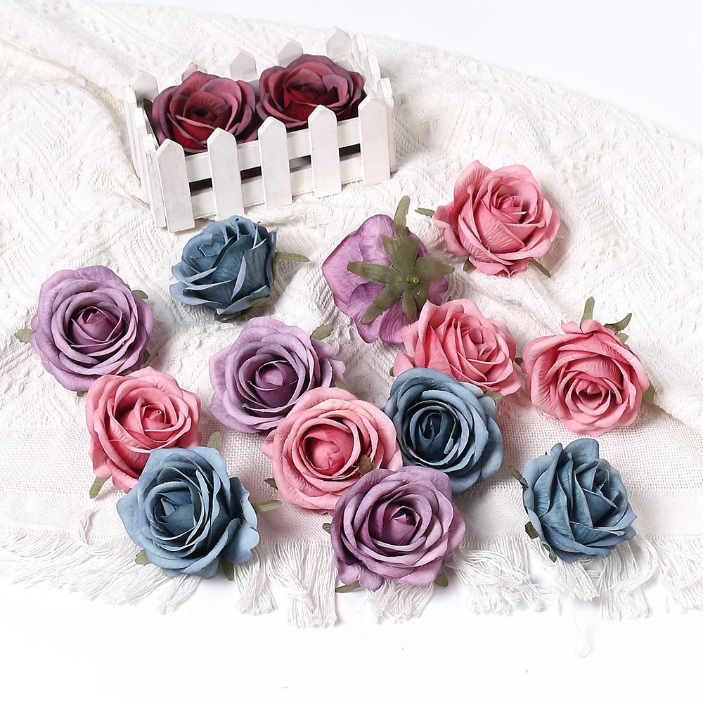 5/10Pcs Rose Artificial Flowers Head Silk Fake Flowers Wedding Decoration Home Decor DIY Bride Crafts Wreath Garland Accessories