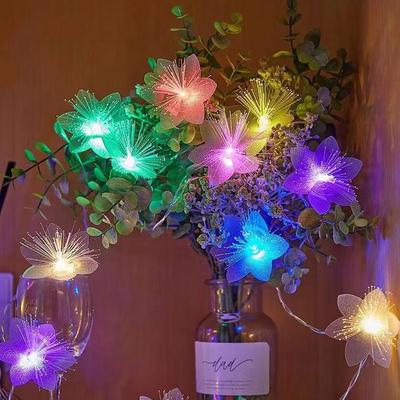 Solar-Powered LED Fiber Optic Flower String Lights - Flashing Decoration for Weddings & Christmas
