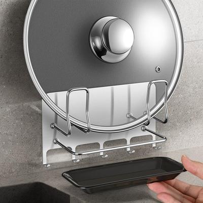 Pot Lid Holder Stainless Wall Mounted Pot Cover Holder Rack Kitchen Accessories for Cooking Home Cafe Restaurant Grill Oven