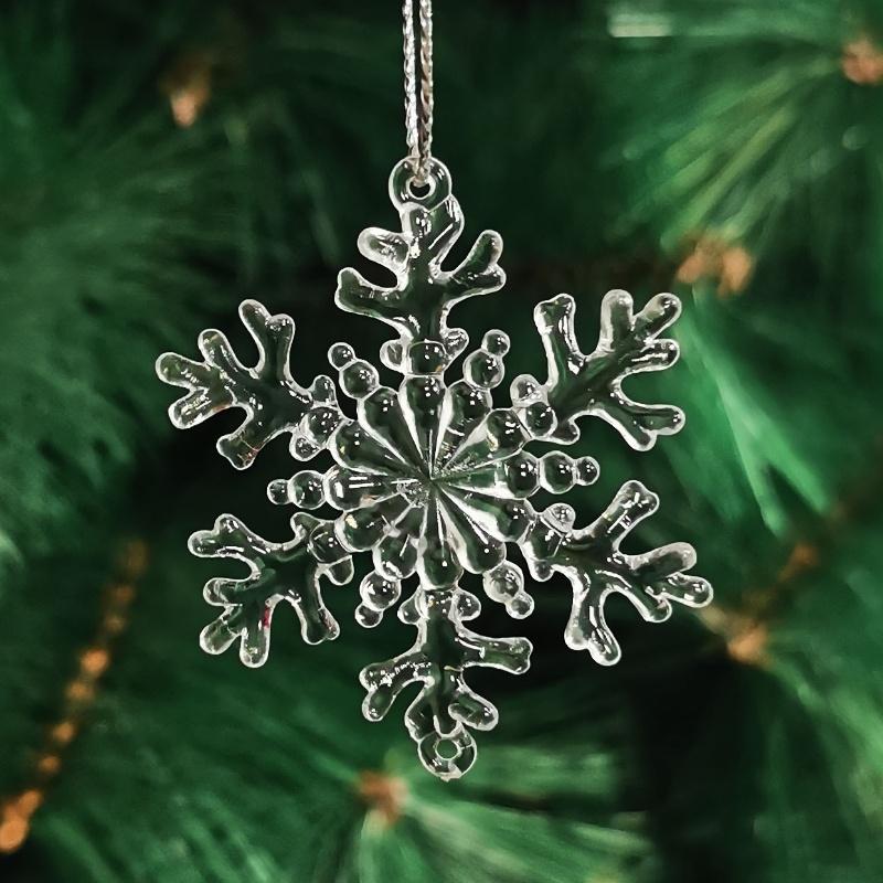 6pcs/10pcs Christmas Transparent Crystal Pendant Snowflake Candy Canes Christmas Tree DIY Decorations Atmosphere Ornaments