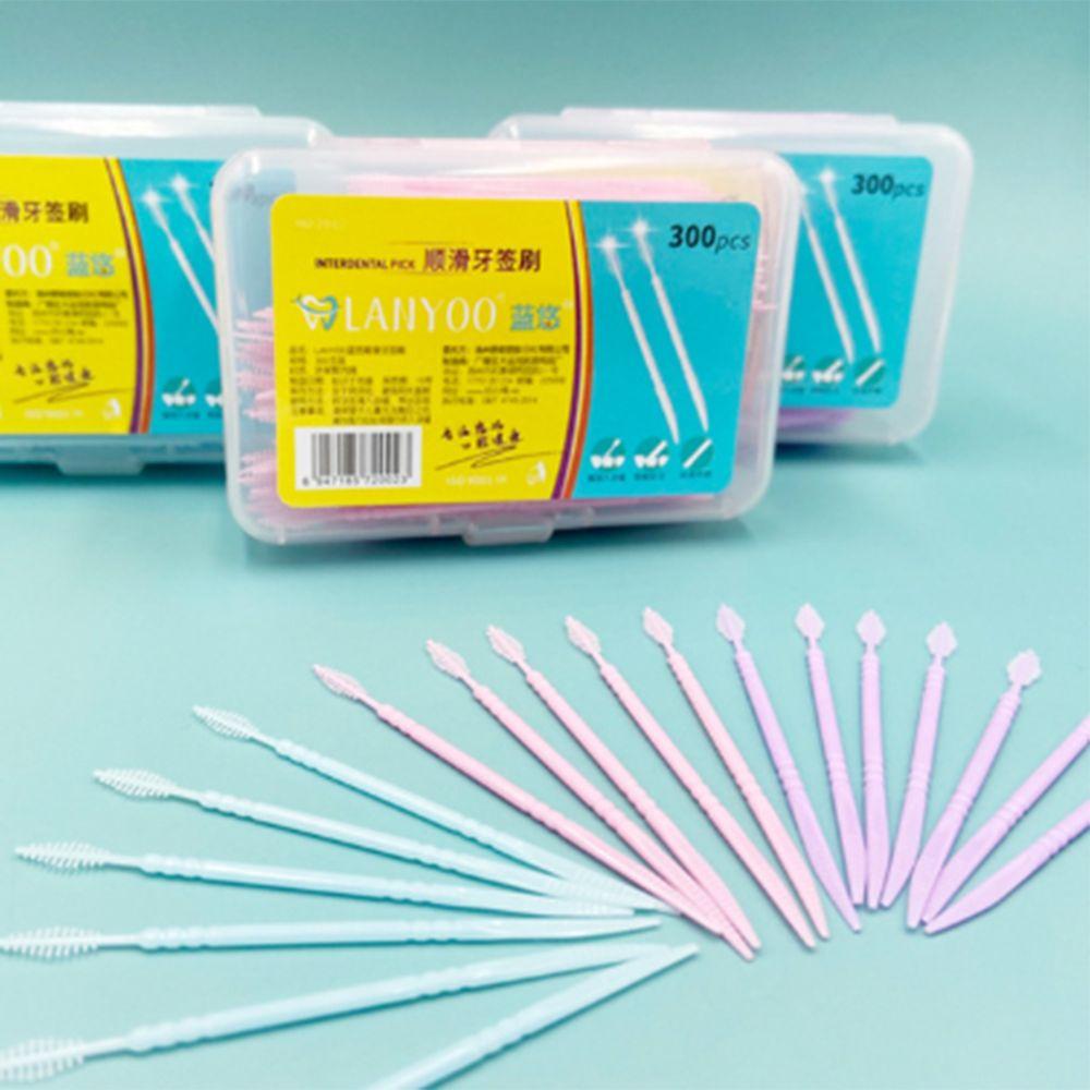 300/60 Pcs Disposable Double-ended Toothpick Portable Plastic Fish Bone Shaped Interdental Brush Gum Care Oral Cleaning
