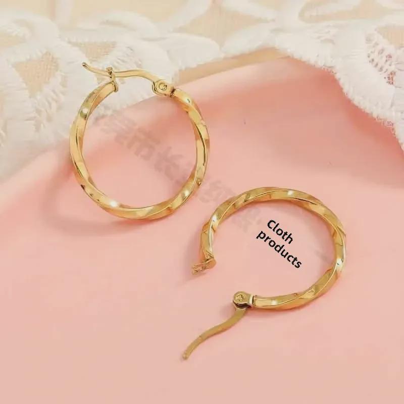 European and American Geometric Round Titanium Steel Earrings, 30mm