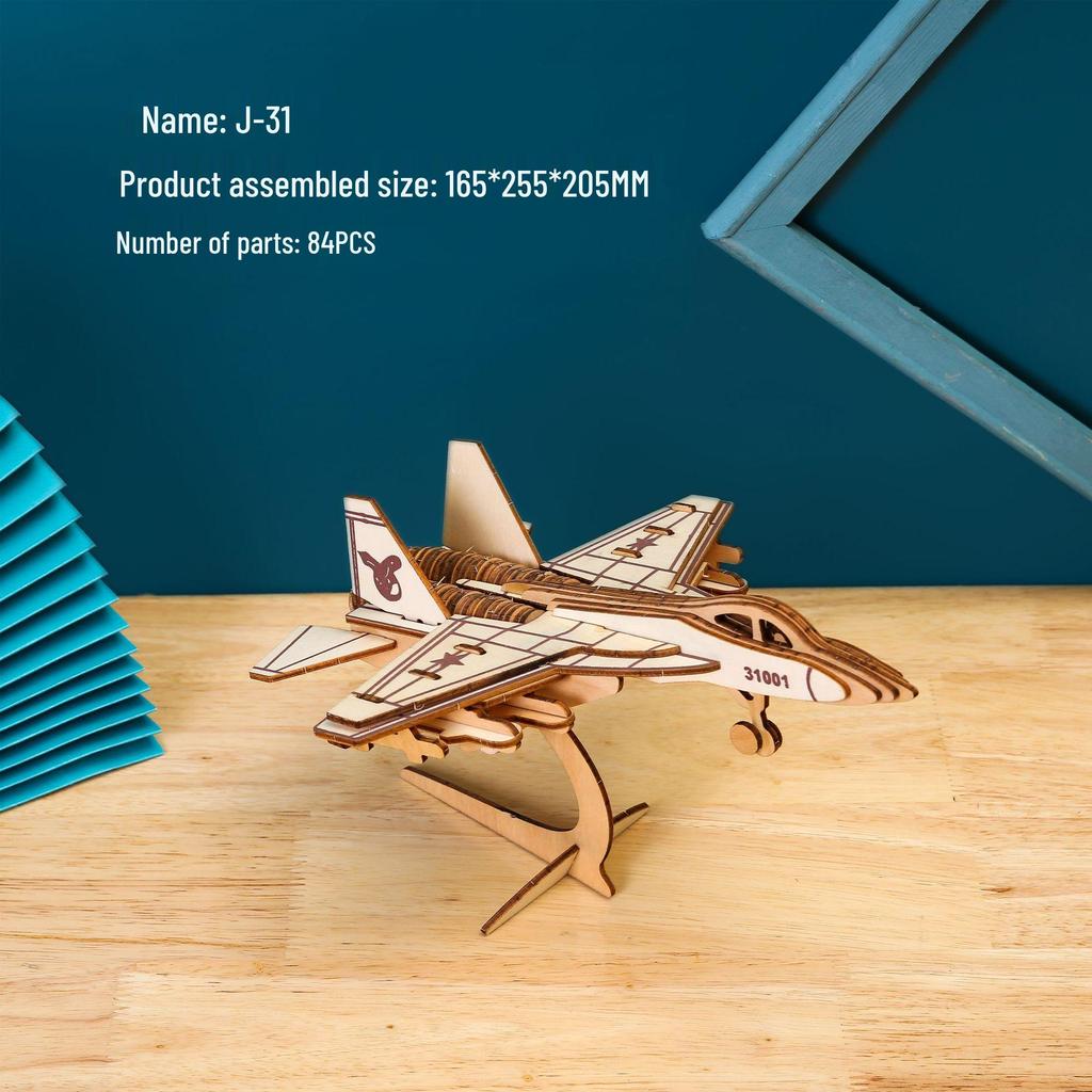 3D Wooden Fighter Bomber & Warship Puzzle Toy for Kids