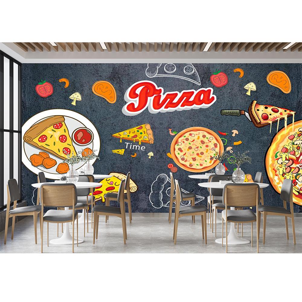 Pizza Wall Mural Onion Tomato Cheese Food 3d Wallpaper For Pizza Shop Snack Shop Restaurant Wall Mural