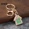 Non-blackening Metal Keychain Pendant, 3D Cabin Shape Key Holder with Lobster Long-lasting Shiny Clasp And Ring, Anti-Oxidation Fall-Resistant Window